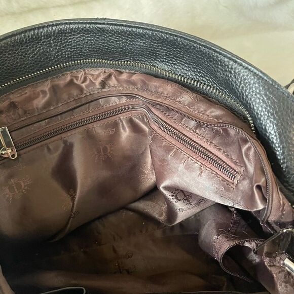 Christine Price leather black travel handbag with silver tone hardwares … - Picture 2 of 13